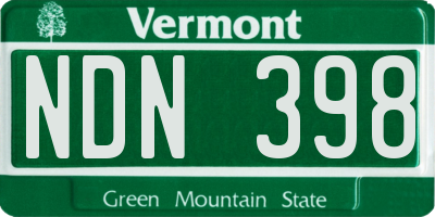 VT license plate NDN398