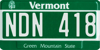 VT license plate NDN418