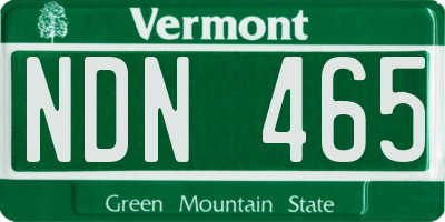 VT license plate NDN465