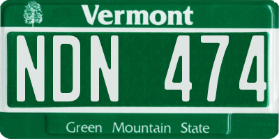 VT license plate NDN474