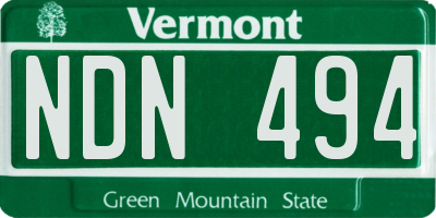 VT license plate NDN494
