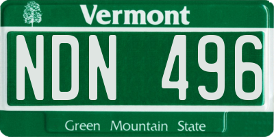 VT license plate NDN496