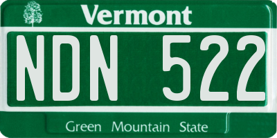 VT license plate NDN522