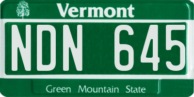 VT license plate NDN645