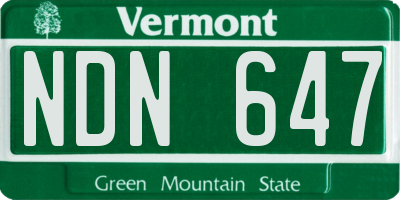 VT license plate NDN647