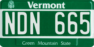 VT license plate NDN665