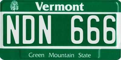 VT license plate NDN666