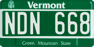 VT license plate NDN668