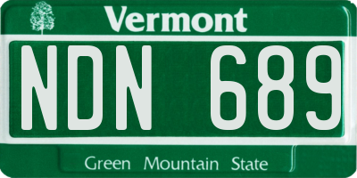 VT license plate NDN689