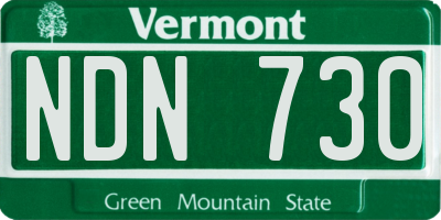 VT license plate NDN730