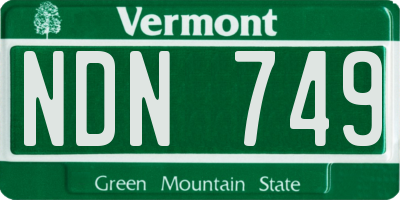 VT license plate NDN749
