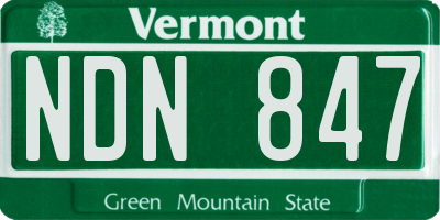 VT license plate NDN847