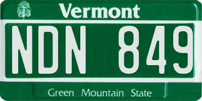VT license plate NDN849