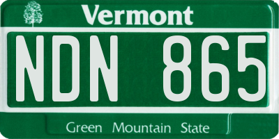 VT license plate NDN865