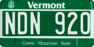 VT license plate NDN920