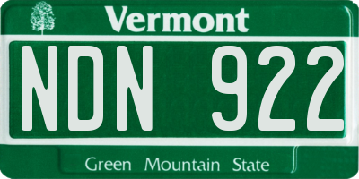 VT license plate NDN922