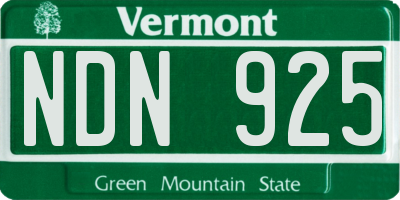 VT license plate NDN925