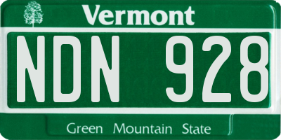 VT license plate NDN928