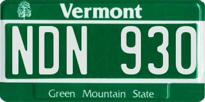 VT license plate NDN930