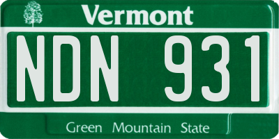 VT license plate NDN931
