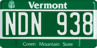 VT license plate NDN938