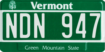 VT license plate NDN947