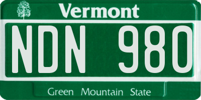 VT license plate NDN980