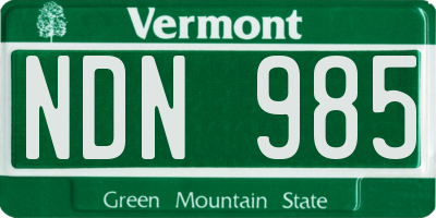 VT license plate NDN985