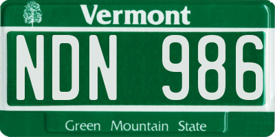 VT license plate NDN986