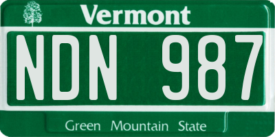 VT license plate NDN987