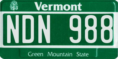 VT license plate NDN988