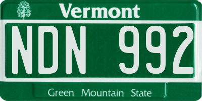 VT license plate NDN992