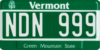 VT license plate NDN999