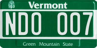 VT license plate NDO007
