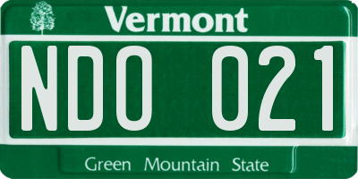 VT license plate NDO021