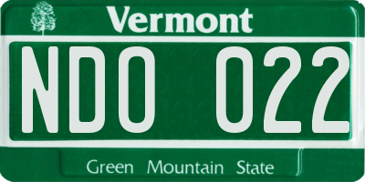 VT license plate NDO022
