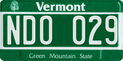 VT license plate NDO029