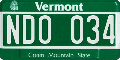 VT license plate NDO034