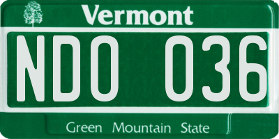 VT license plate NDO036