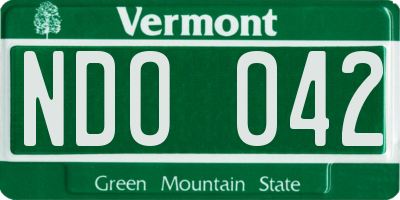 VT license plate NDO042