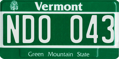 VT license plate NDO043