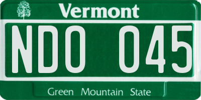 VT license plate NDO045