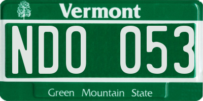 VT license plate NDO053