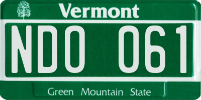 VT license plate NDO061