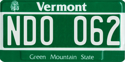 VT license plate NDO062