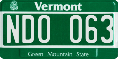 VT license plate NDO063