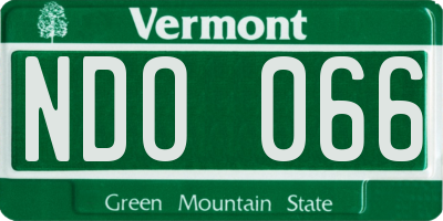 VT license plate NDO066
