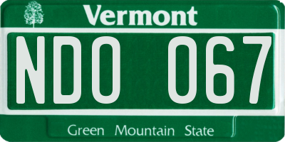 VT license plate NDO067