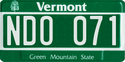 VT license plate NDO071