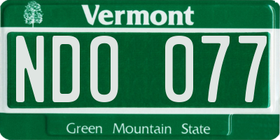 VT license plate NDO077